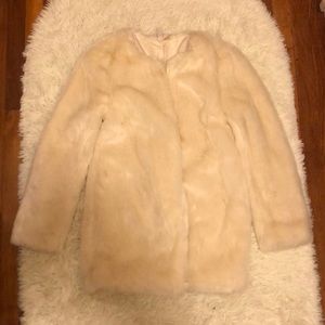 Ivory faux fur coat